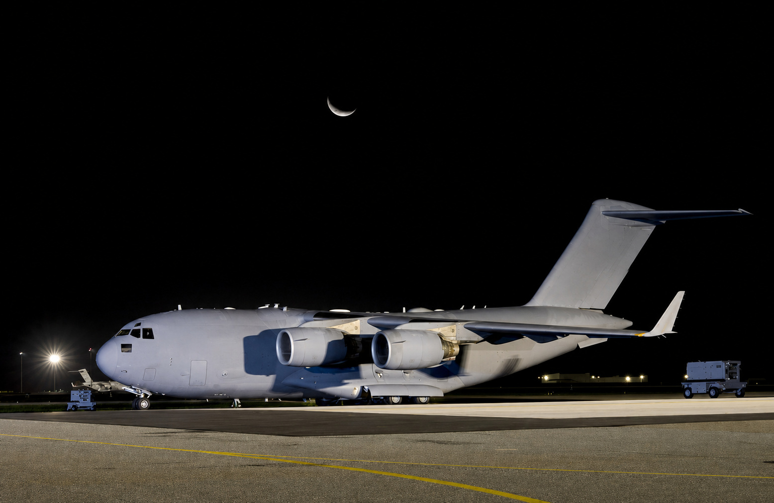 U.S. Air Force aircraft operating on a military flightline